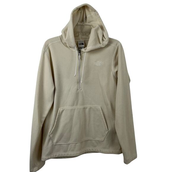 The North Face Men Fleece Long Sleeve Hoodie Sweatshirt Cream Fall Size Small - Picture 1 of 8